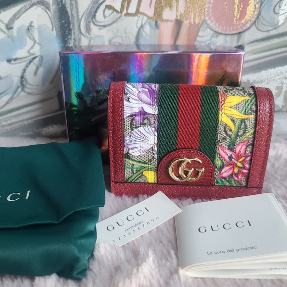 Gucci Ophidia Gg Flora Card Case Wallet 